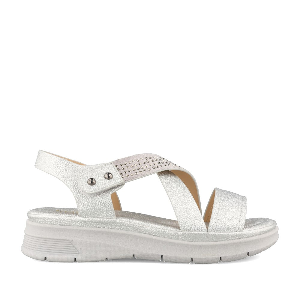 Ladies 161-16a Velcro Sandal In Silver