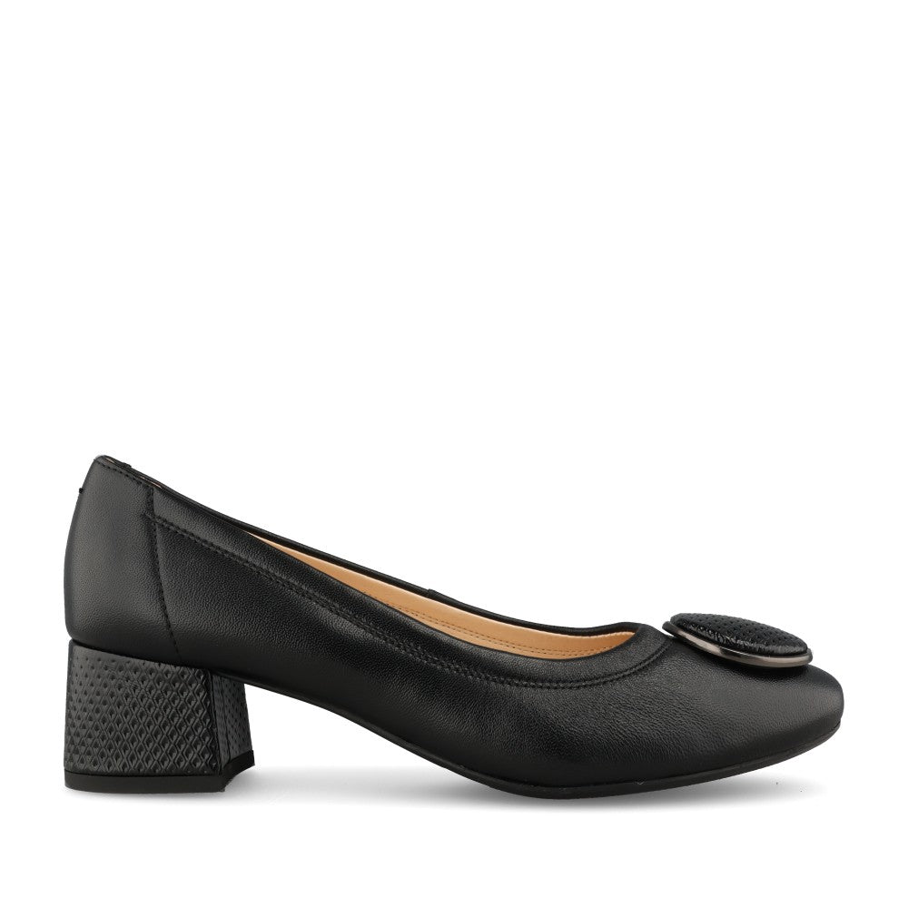 Ladies 6939 H-fit Mid Heel Court Shoe In Black