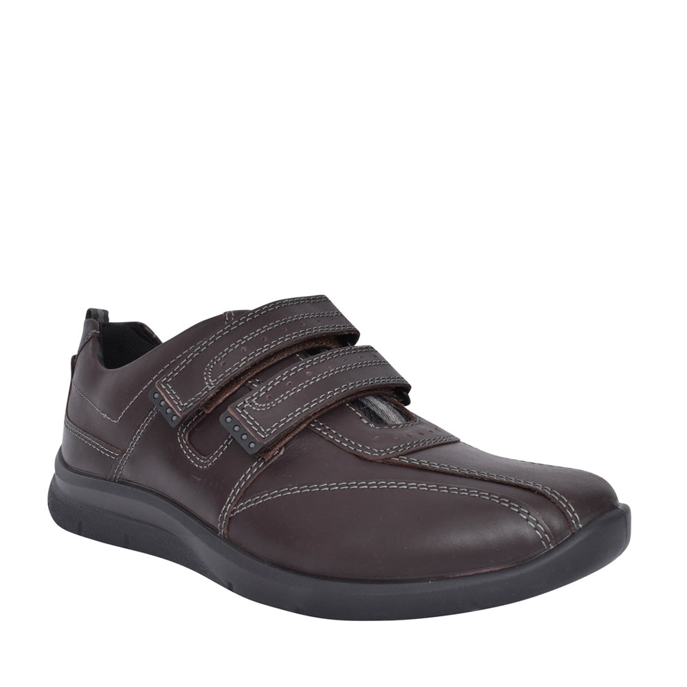 Mens Energise Leather Velcro Shoe In Brown