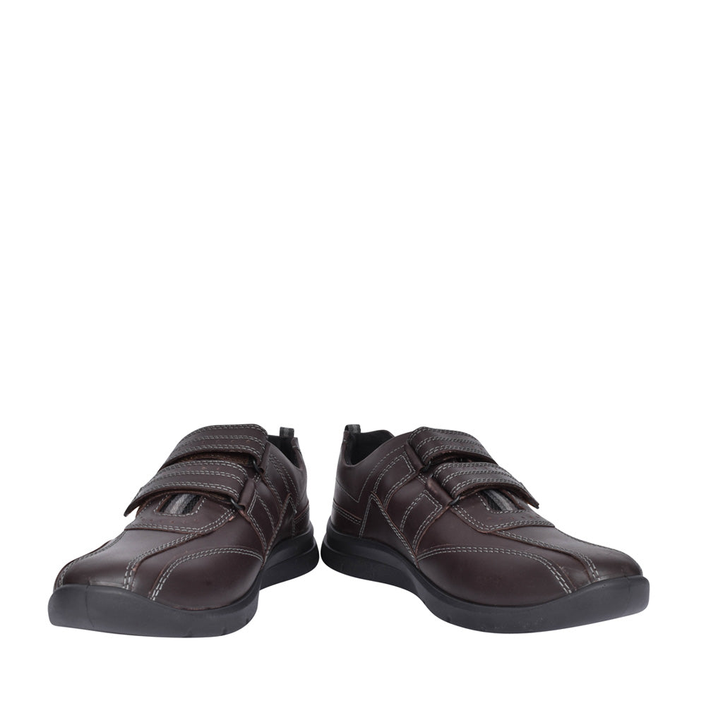 Mens Energise Leather Velcro Shoe In Brown