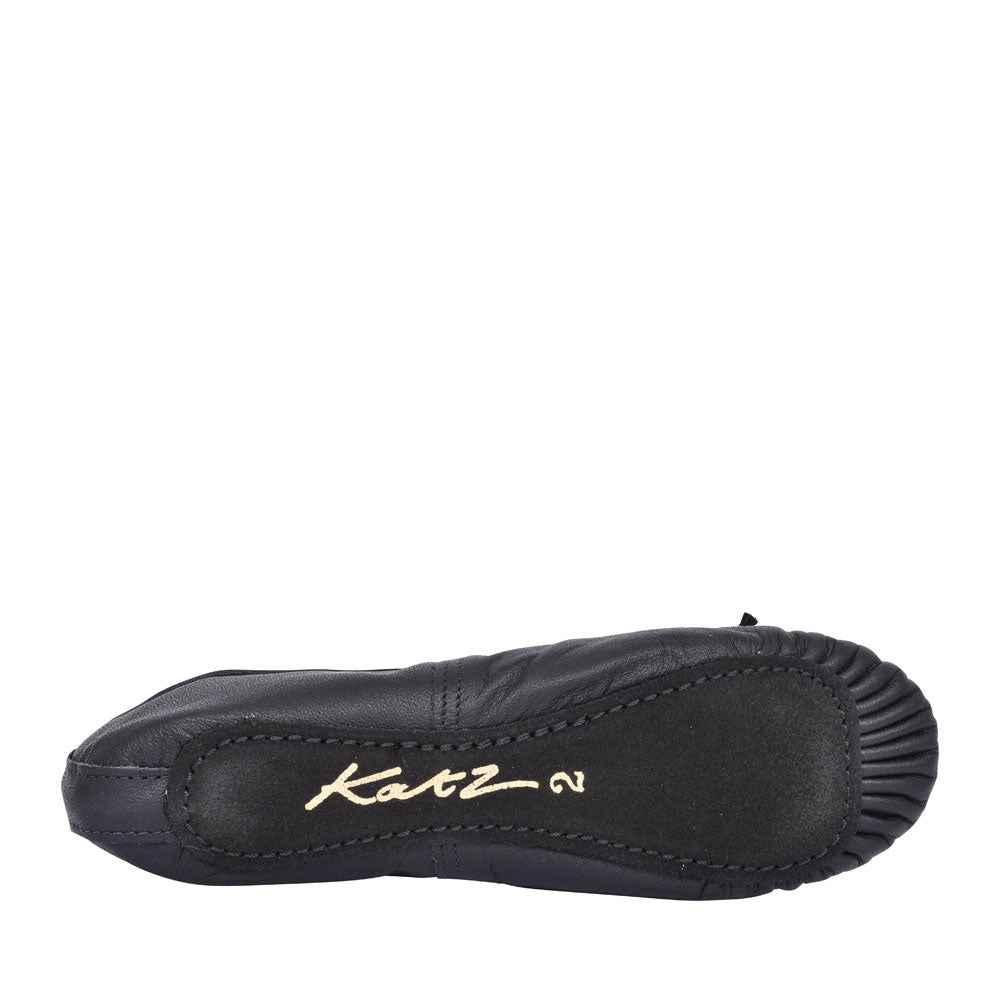 Full Sole Ballet Pump In Black Leather For Girls In Black