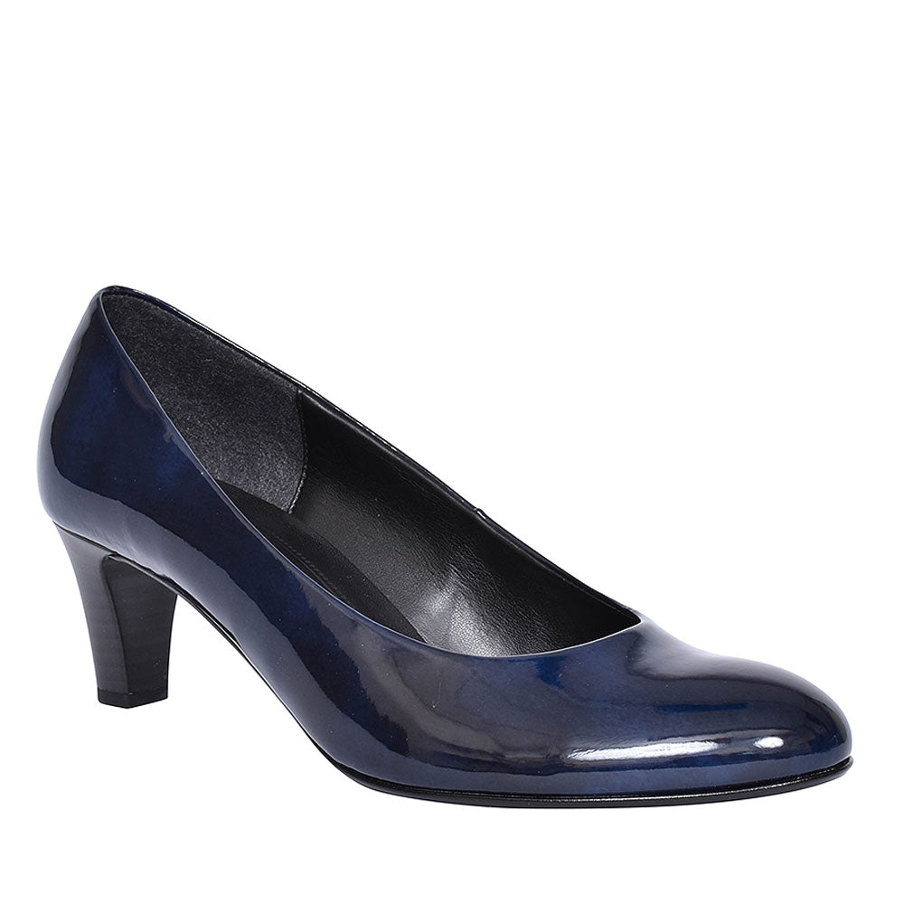 Mid Heel Court Shoe For Women In Navy Patent