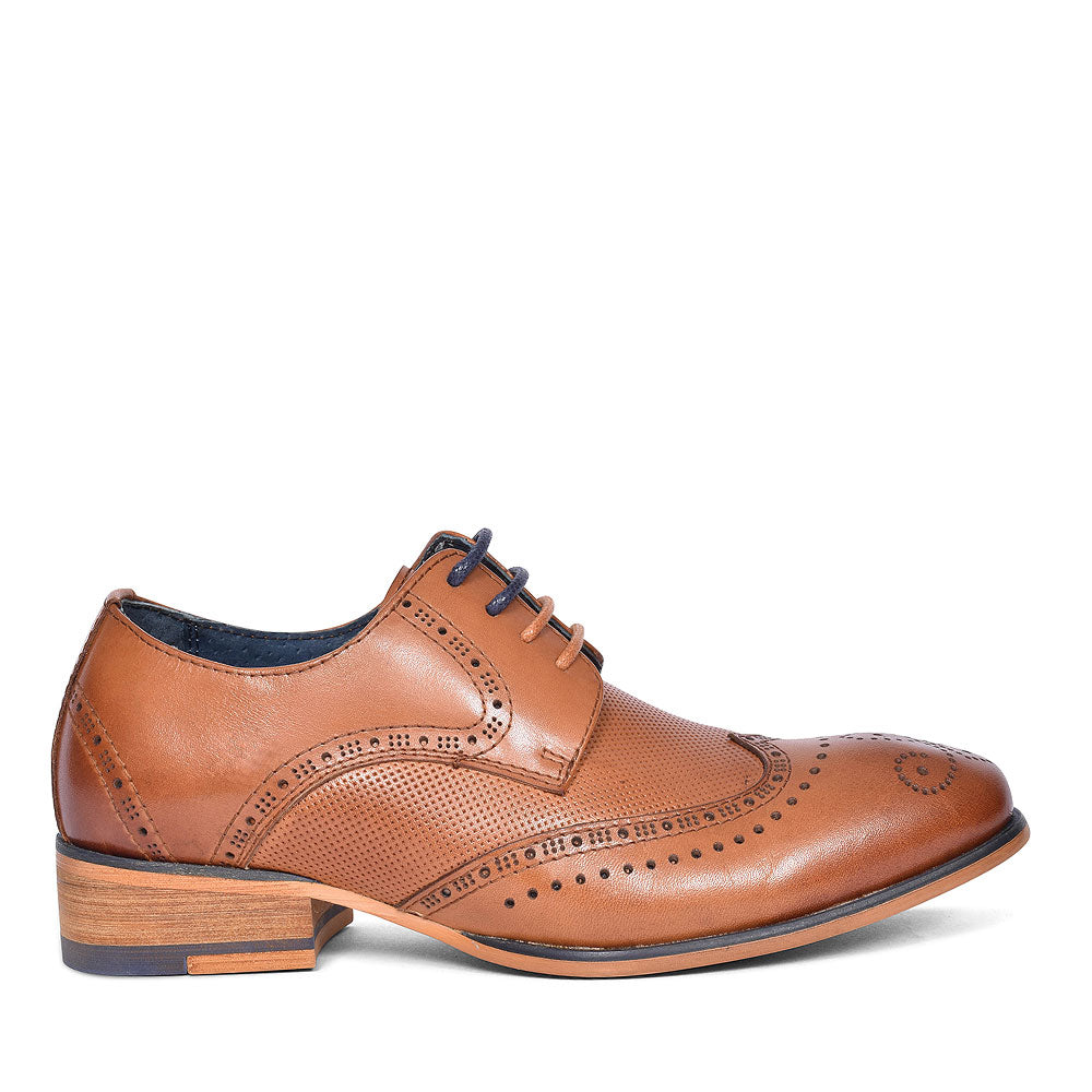 Twickenham Punched Detail Brogue For Boys In Tan