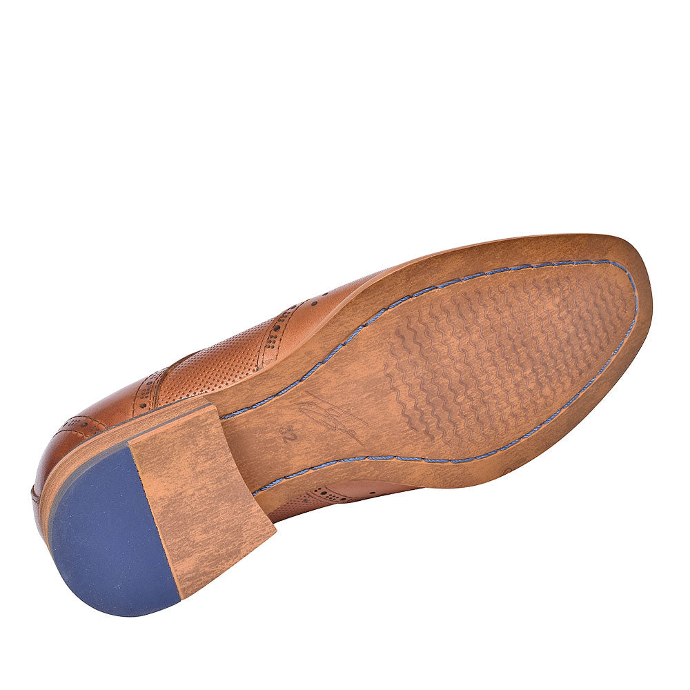 Twickenham Punched Detail Brogue For Boys In Tan