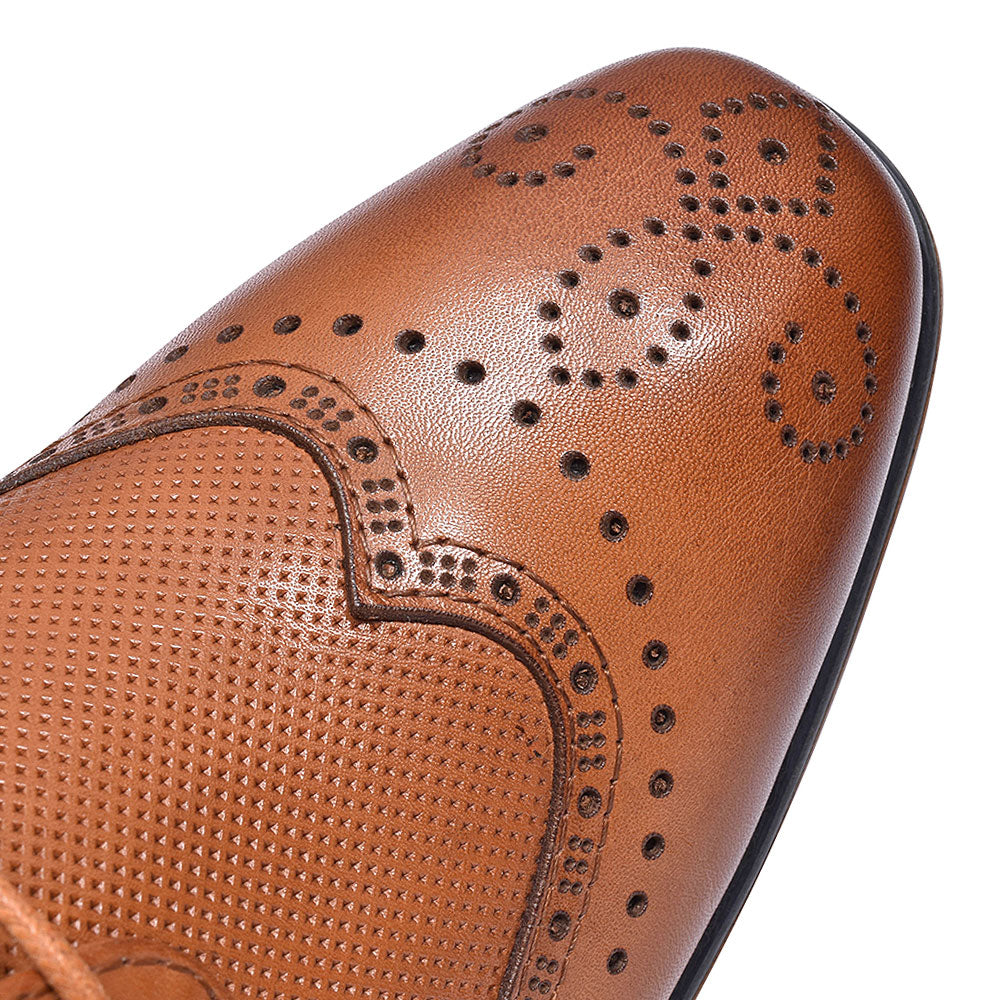 Twickenham Punched Detail Brogue For Boys In Tan