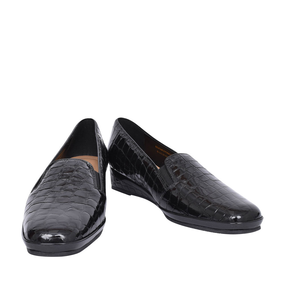 Ladies 0408140 Rochester Ii Slip On Wedge Shoe In Blk Patent