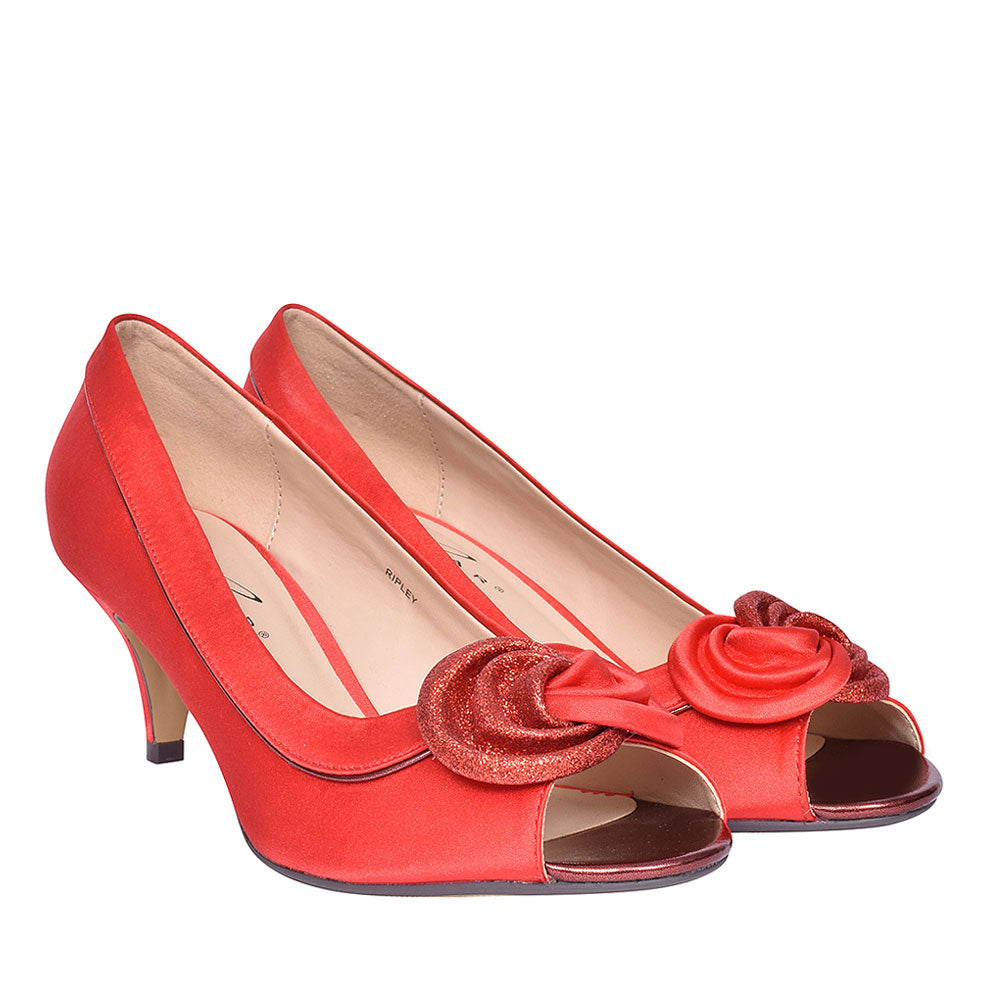 Ladies Ripley Flr222 Low Heel Court Shoe In Red