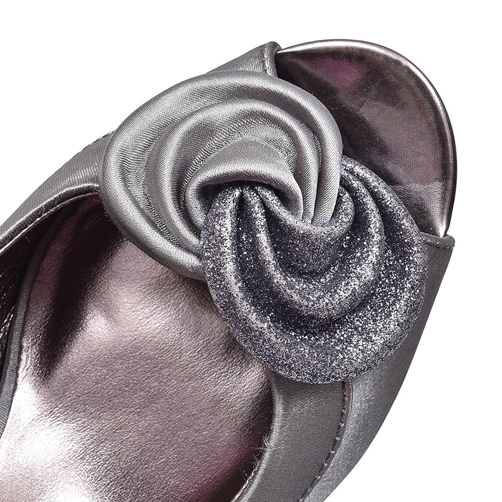 Ladies Ripley Flr222 Low Heel Court Shoe In Grey