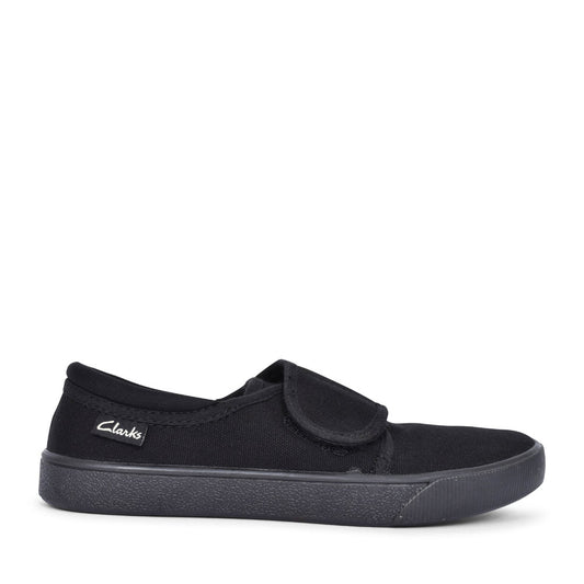 Hopper Run Black Fabric Plimsolls For Boys In Kids G Fit