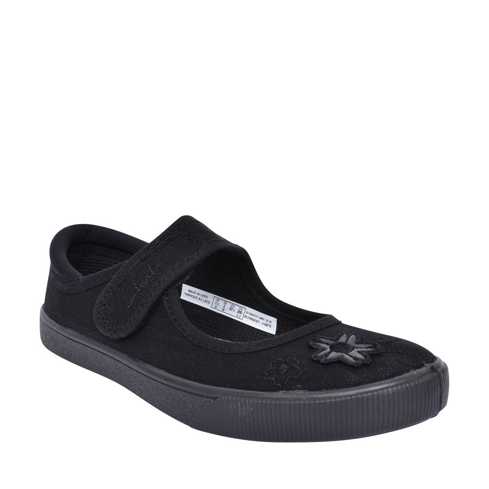 Hopper Go Black Fabric Girls Plimsolls In Kids F Fit