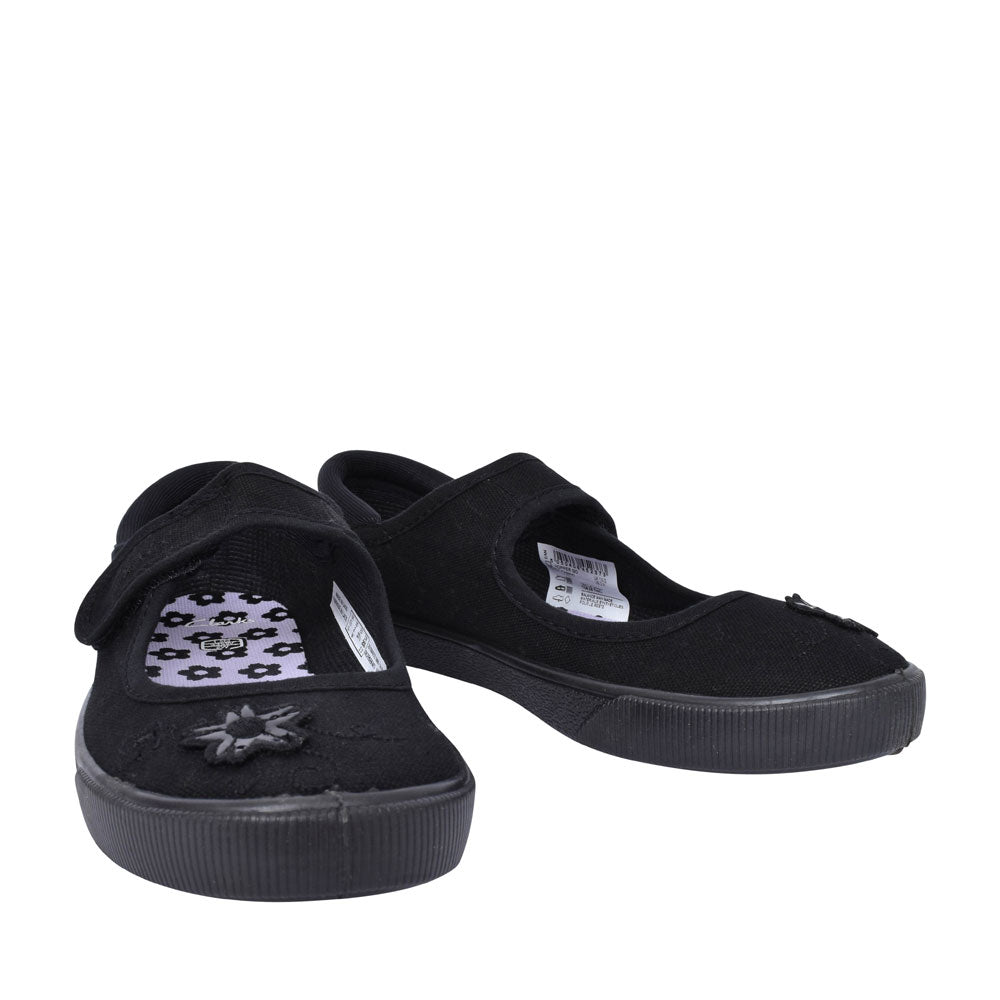 Hopper Go Black Fabric Girls Plimsolls In Kids F Fit