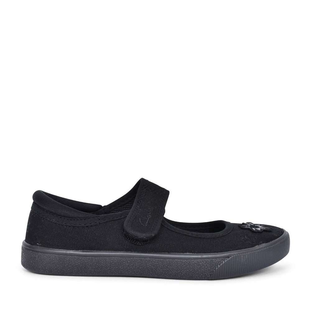 Hopper Go Black Fabric Plimsolls For Girls In Kids F Fit
