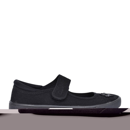 Hopper Go Black Fabric Plimsolls For Girls In Kids G Fit