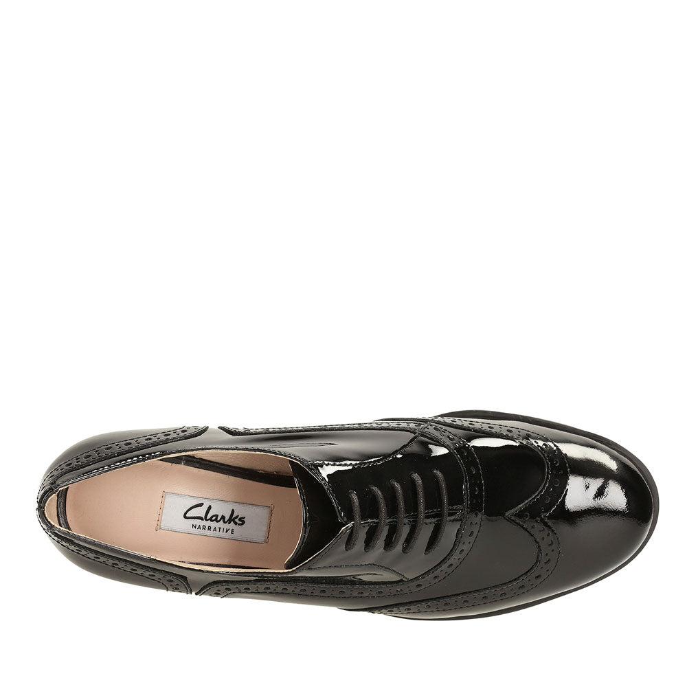 Hamble Oak Black Patent D Fit Brogue For Ladies In Blk Patent