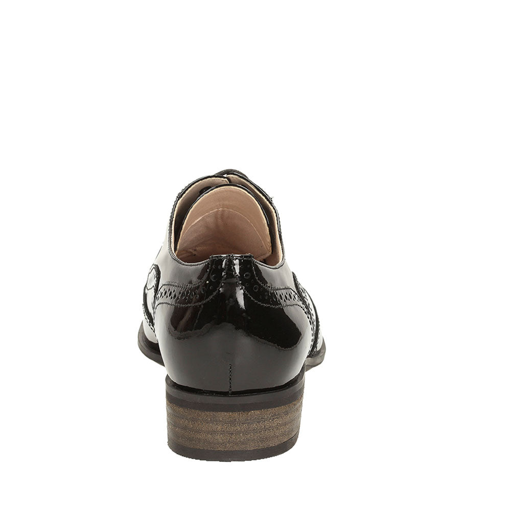 Hamble Oak Patent Brogue Shoe E Fit  In Black Patent