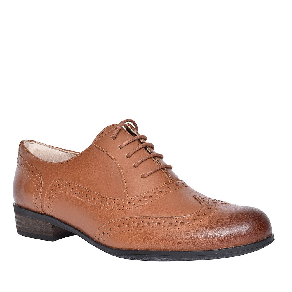 Hamble Oak Dark Tan Leather D Fit Brogue For Ladies In Tan