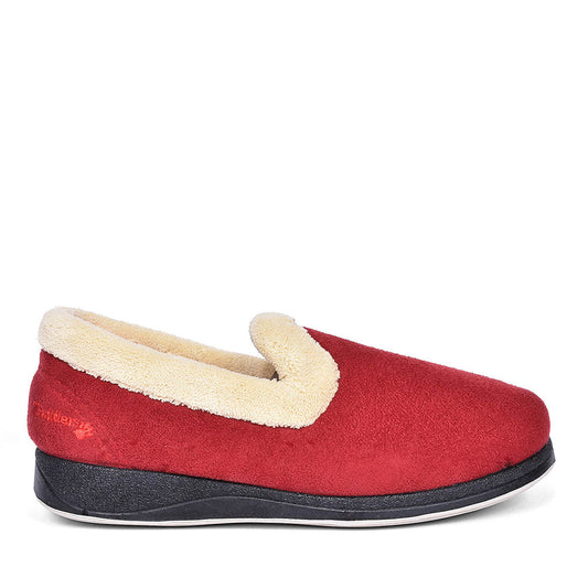 PADDERS FUR TRIM FULL SLIPPER FOR LADIES in RED