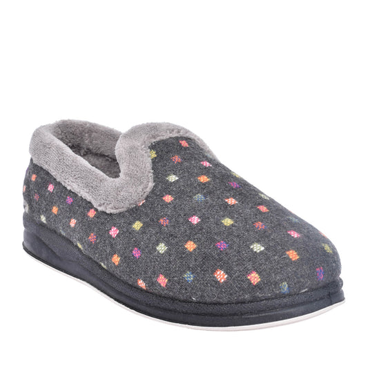 Ladies Repose 406 Wide Fit Slipper In Grey