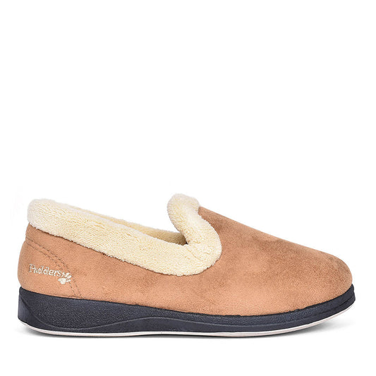 PADDERS FUR TRIM FULL SLIPPER FOR LADIES in TAUPE