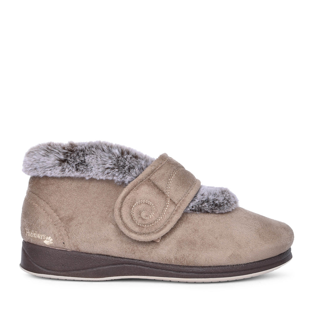 PADDERS LADIES HUSH 409 WIDE FIT BOOTIE SLIPPER in TAUPE