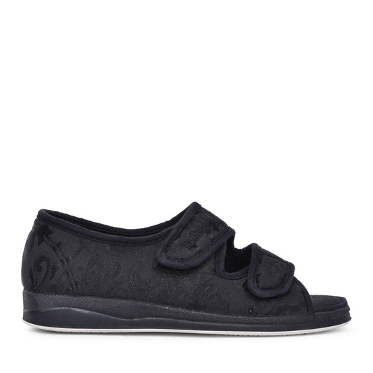 Ladies Lydia 414 Wide Fit Open Toe Slipper In Black