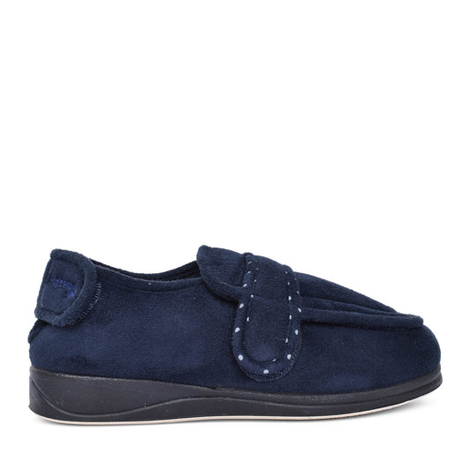 Ladies Enfold 427w Wide Fit Adjustable Slipper In Navy
