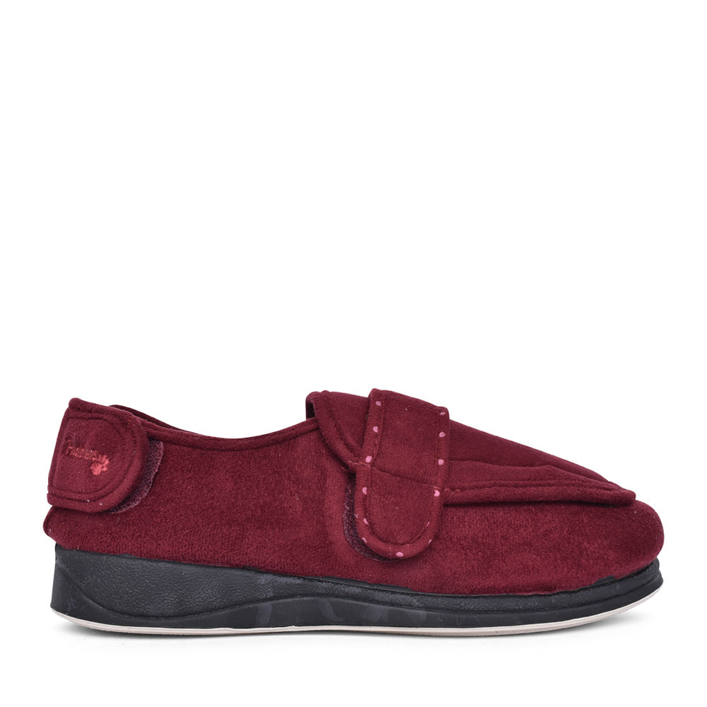 Ladies Enfold 427w Wide Fit Adjustable Slipper In Burgandy
