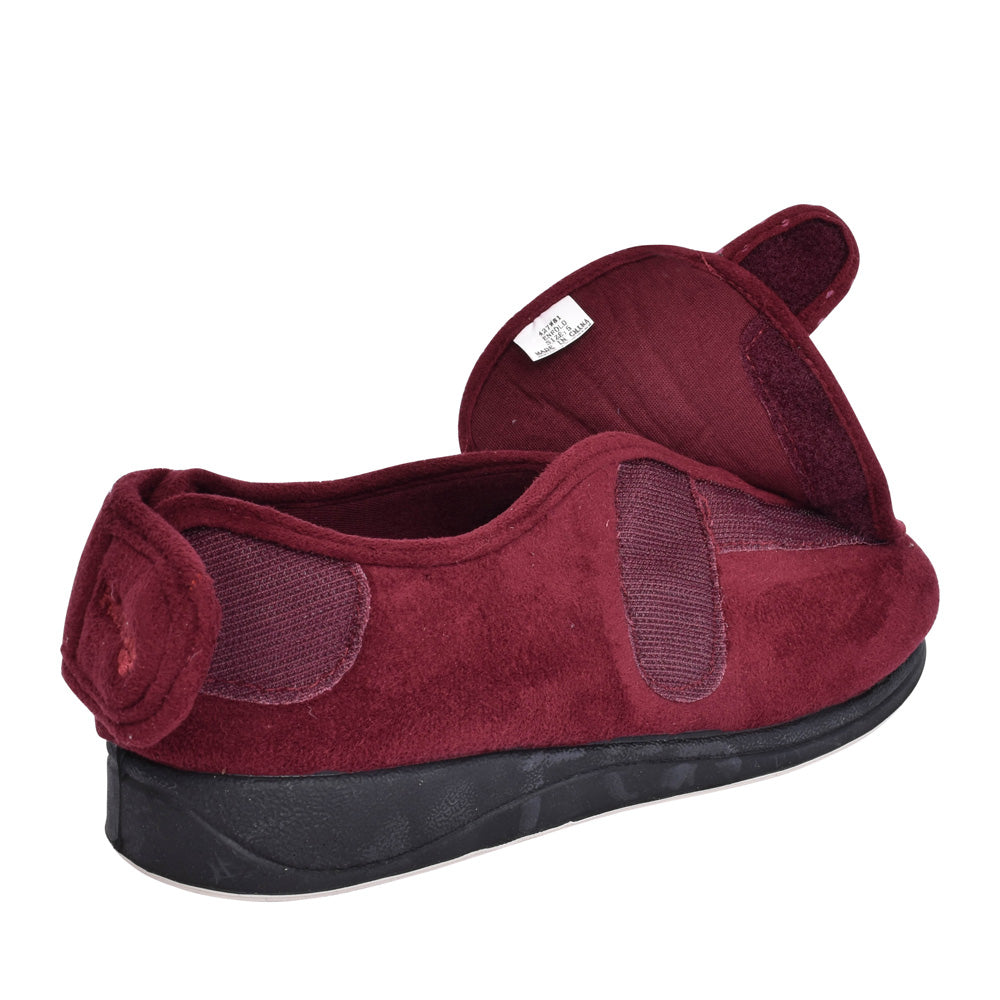 Ladies Enfold 427w Wide Fit Adjustable Slipper In Burgandy