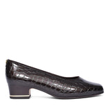 Graz Croc Print Court Shoe For Ladies In Brown