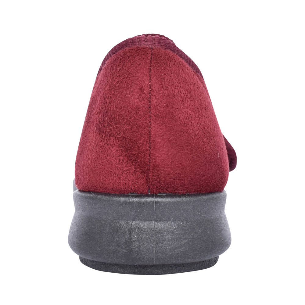 Ladies Keeston 2v Wide Fit Velcro Slipper In Burgandy