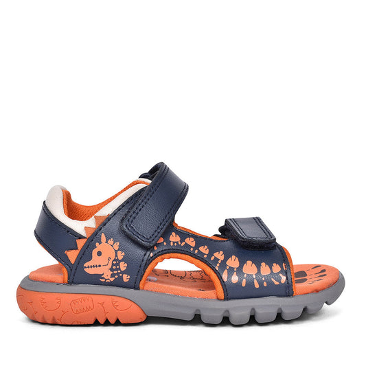 CLARKS ROCCO SURF COMBI LEATHER SANDAL FOR BOYS in KIDS COL G