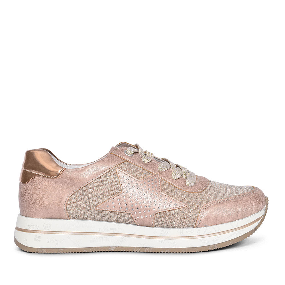 REMONTE CASUAL LACED TRAINERS FOR LADIES in ROSE