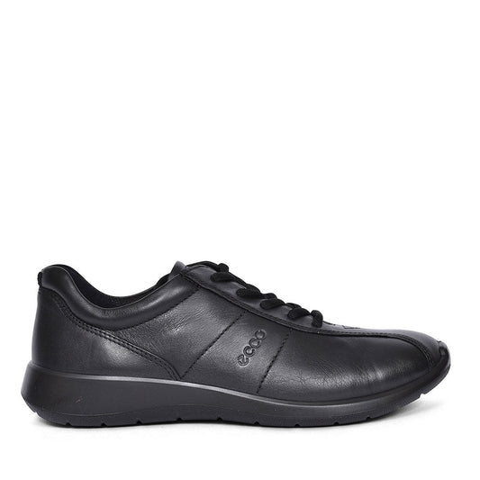 ECCO SOFT 5 LACE UP TRAINERS FOR LADIES in BLK LEATHER