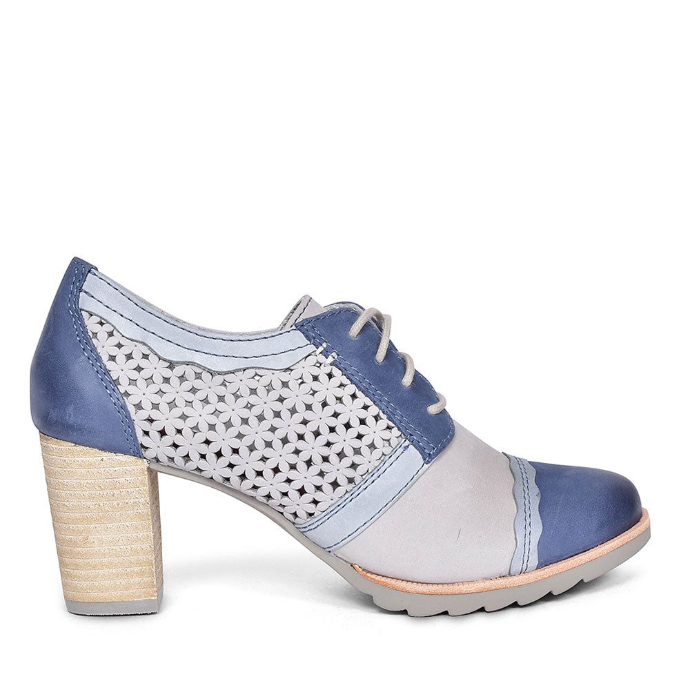 JANA PERFORATED LACED SHOES FOR LADIES in DENIM