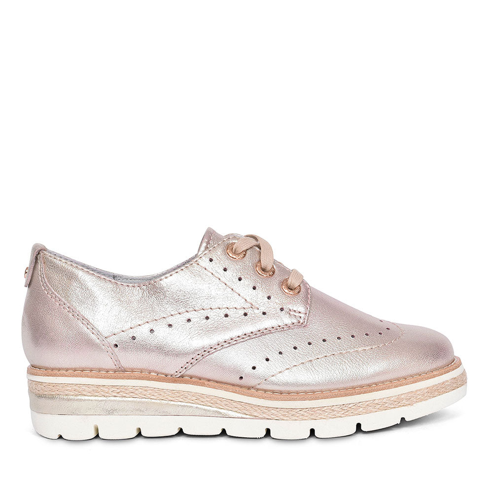 JANA WEDGE LACE UP SHOES FOR LADIES in GOLD
