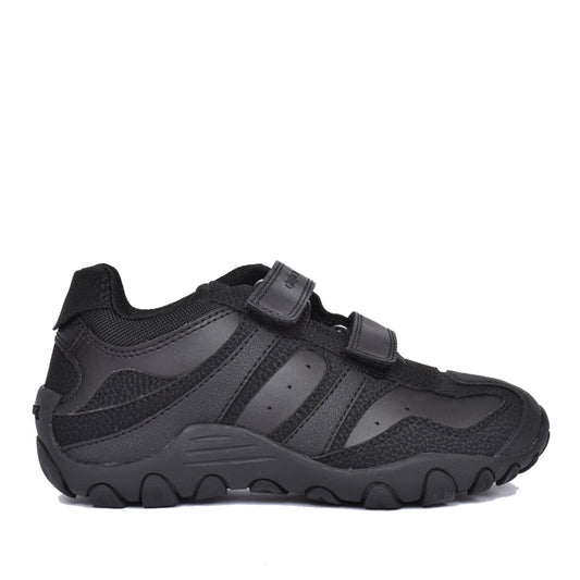 Crush Velcro Shoe For Boys In Blk Leather