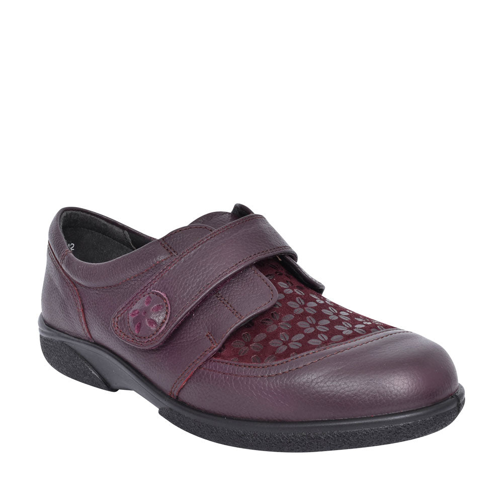 Ladies Keswick 2v Velcro Shoe In Burgandy