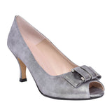 Peep Toe Court Shoe For Ladies In Pewter