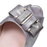 Peep Toe Court Shoe For Ladies In Pewter