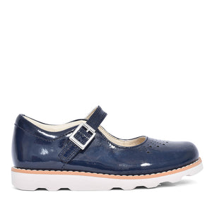 Crown Jump Navy Patent Shoe For Girls In Kids F Fit