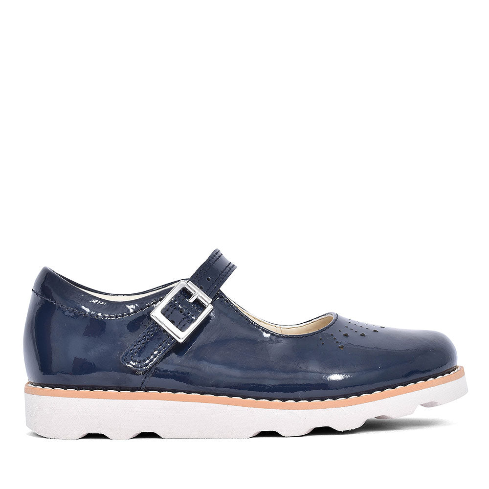 Crown Jump Navy Patent Shoe For Girls In Kids G Fit