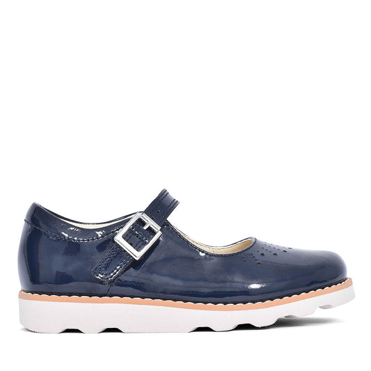 Crown Jump Navy Patent Shoe For Girls In Kids G Fit