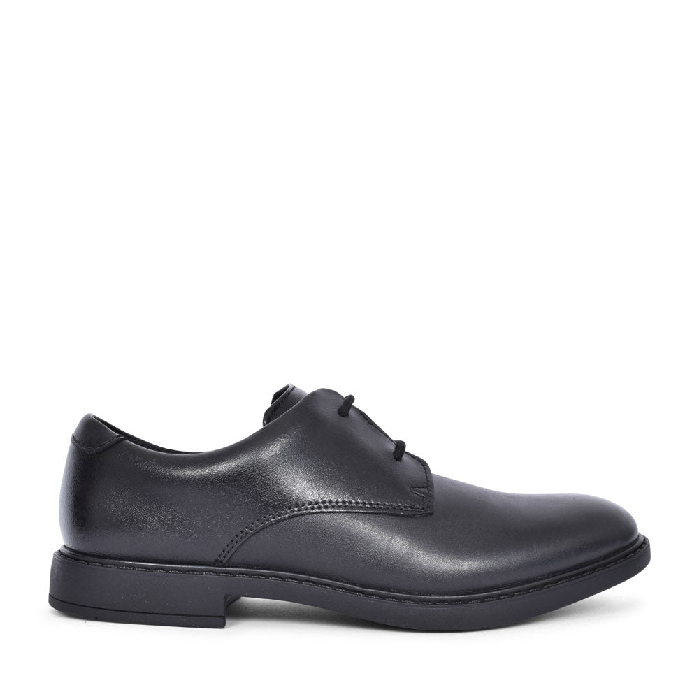 Scala Loop Black Leather Laced Shoe For Boys In Kids G Fit