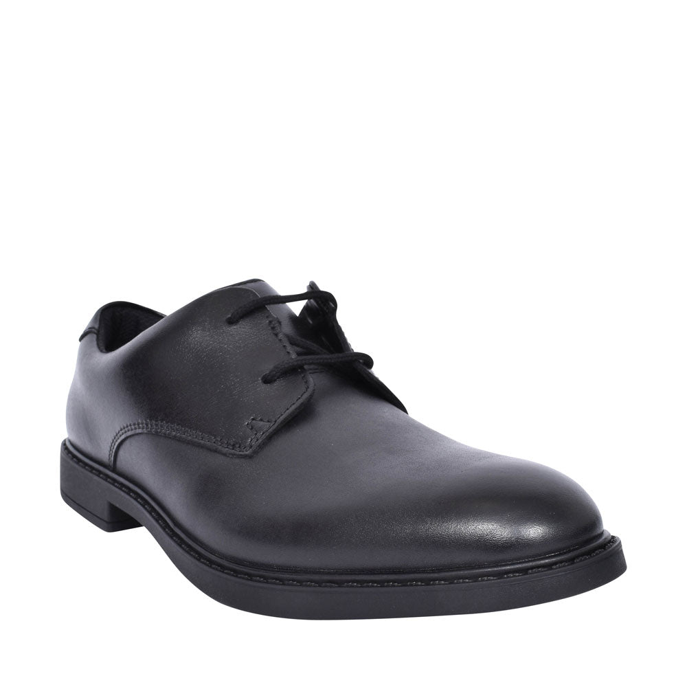 Scala Loop Black Leather Laced Shoe For Boys In Kids G Fit