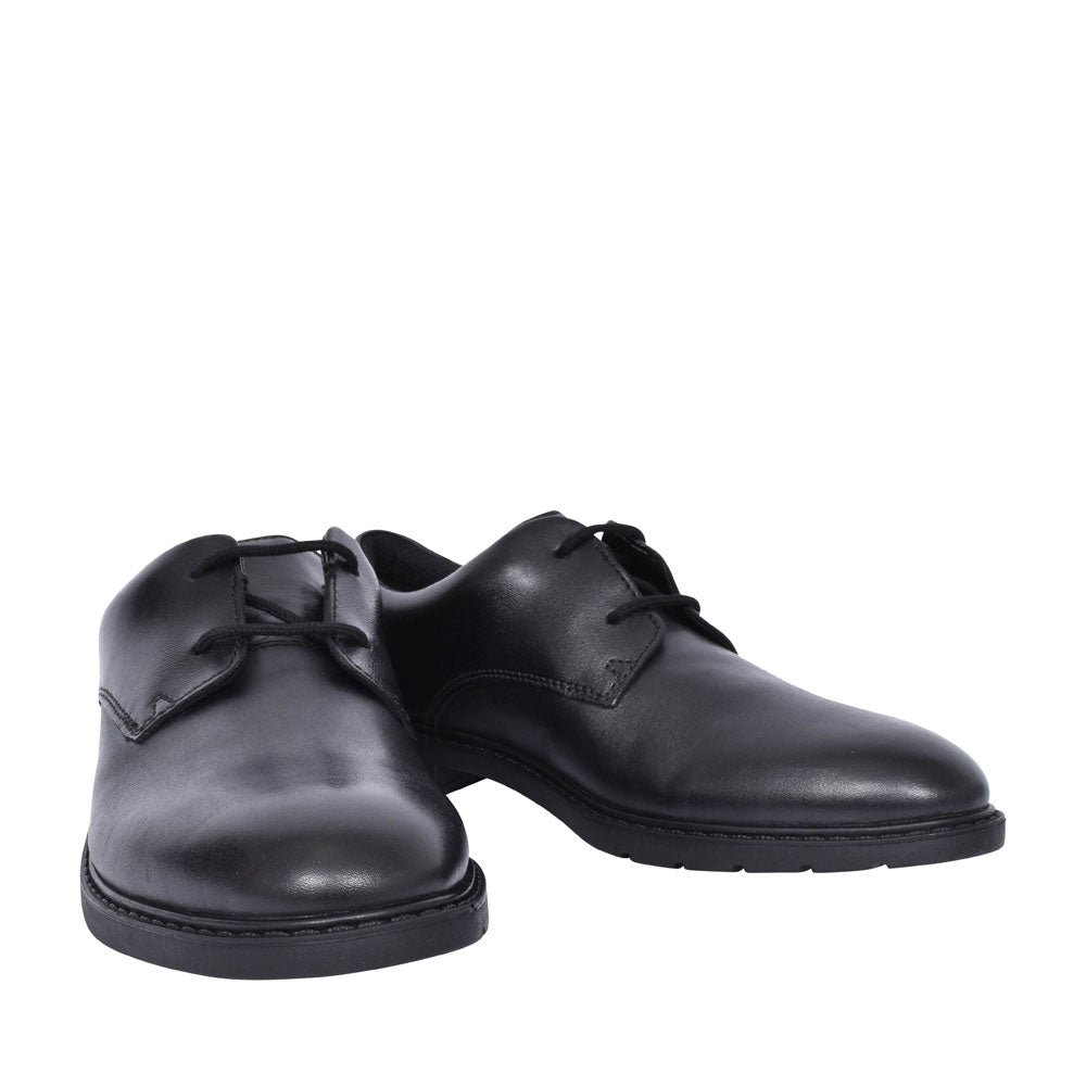 Scala Loop Black Leather Laced Shoe For Boys In Kids G Fit