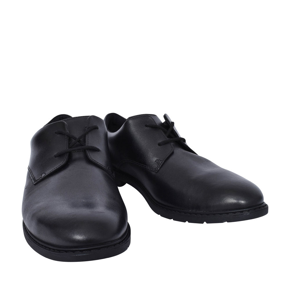 Scala Loop Black Leather Laced Shoe For Boys In Kids F Fit