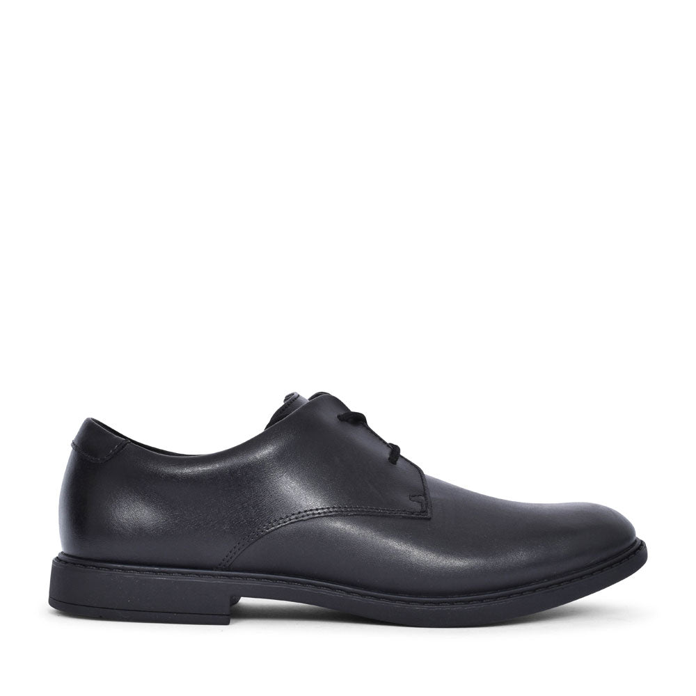 Scala Loop Black Leather Laced Shoe For Boys In Kids G Fit