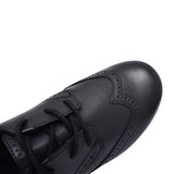 Scala Lace Black Leather Laced Shoe For Girls In Kids E Fit
