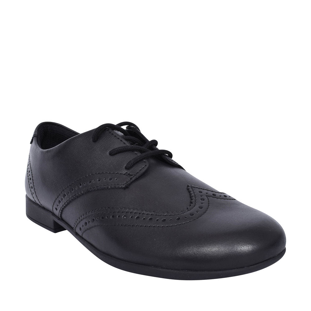 Scala Lace Black Leather Laced Shoe For Girls In Kids G Fit