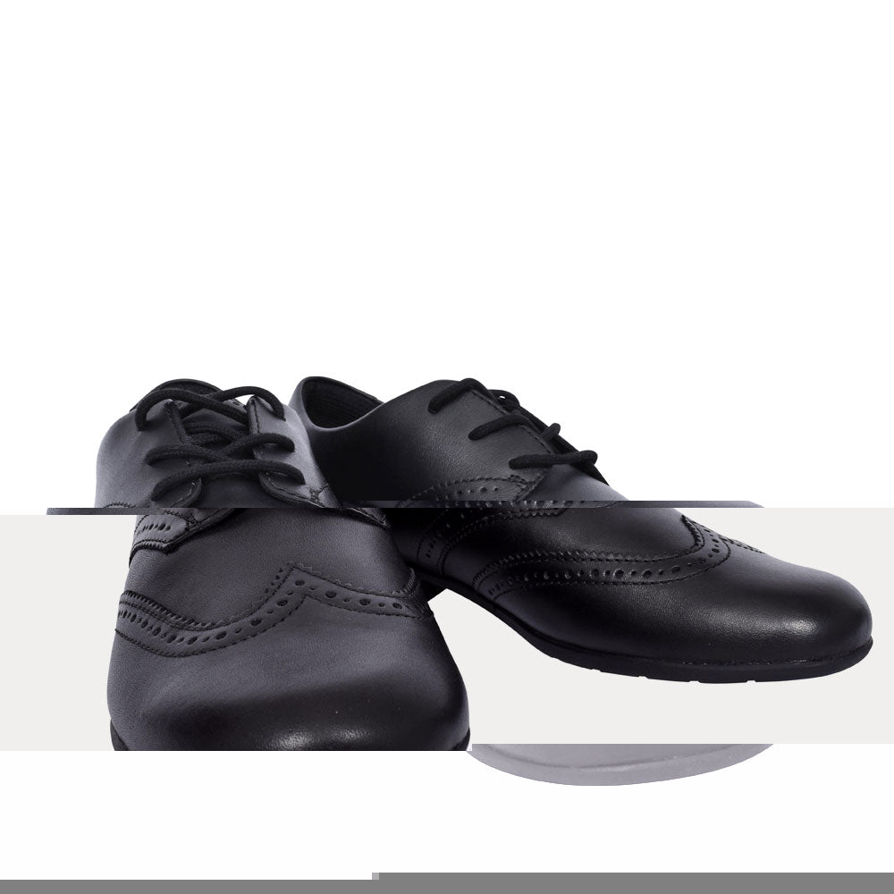 Scala Lace Black Leather Laced Shoe For Girls In Kids G Fit